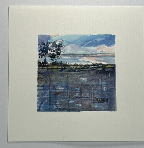 Original Miniature Watercolor Painting 3x3” Plein Air Impressionist Scene - Picture 2 of 11