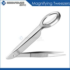 Tweezer Forceps 3'' With Magnifier Stainless Steel