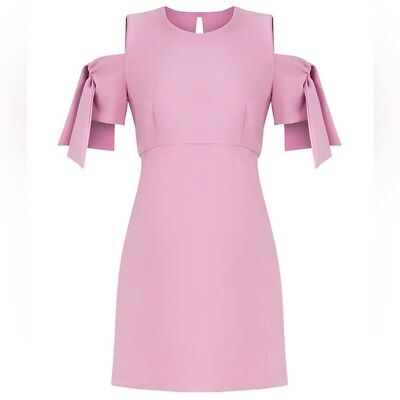 Milly Purple Lilac Tie Sleeve Above Knee Mini Dress Cold Shoulder sz 8 |  eBay