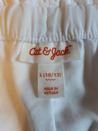 CAT & JACK l (10-12) White Eyelet Lace Lined Elastic Waist Shorts - Picture 3 of 3