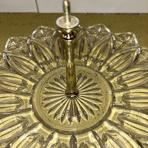 VINTAGE FEDERAL PETAL GLASS SPARKLING 3 TIERED TRAY GLASS STAND 13.5” X 11” - Picture 10 of 18