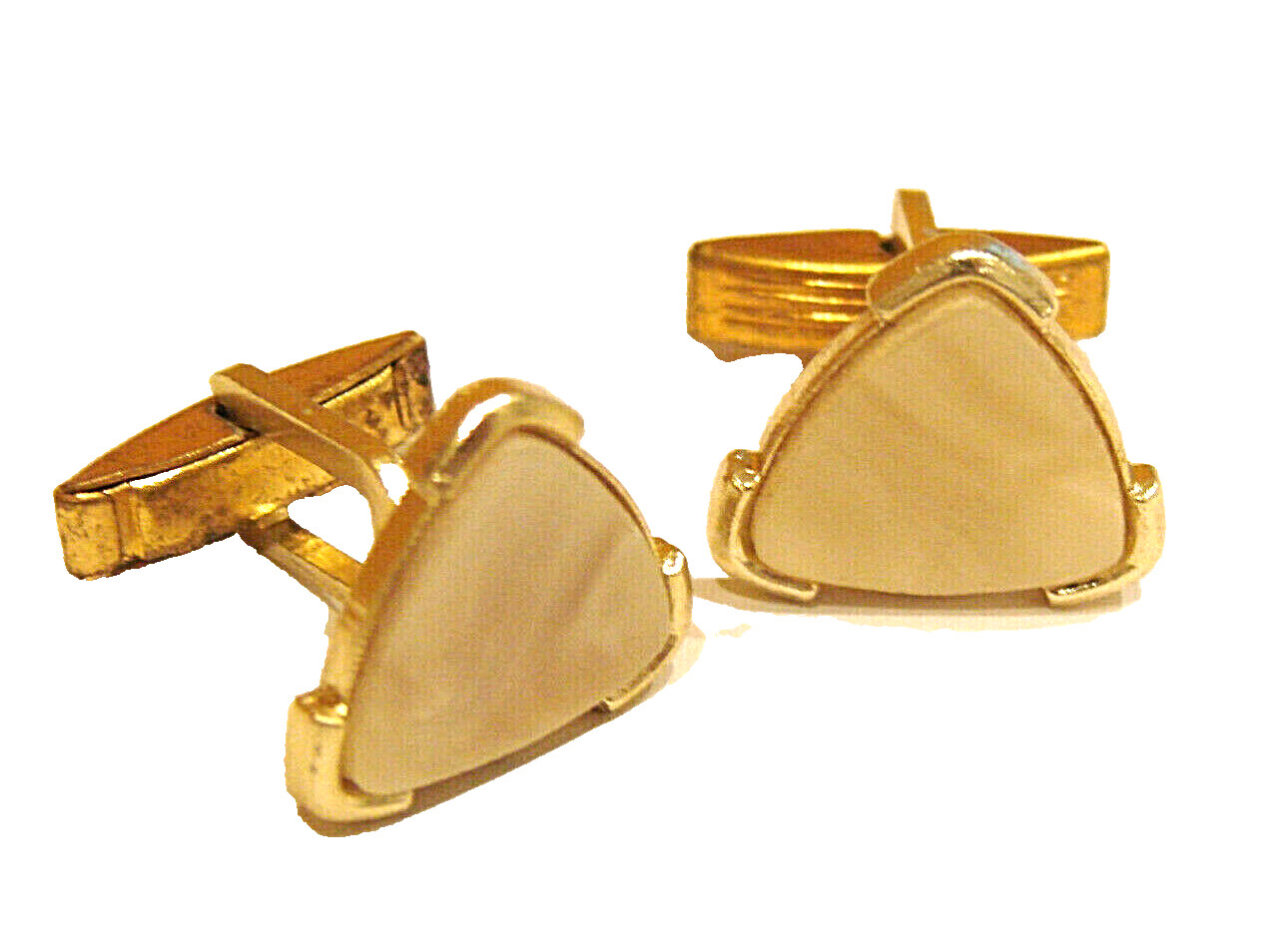 1950s Triangle Shape Cufflinks Shell Inlay Edges … - image 1