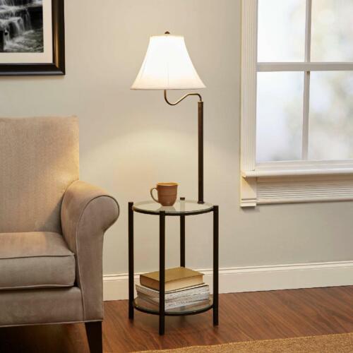 End Table With Floor Lamp Tan Shade, Glass End Table Floor Lamp