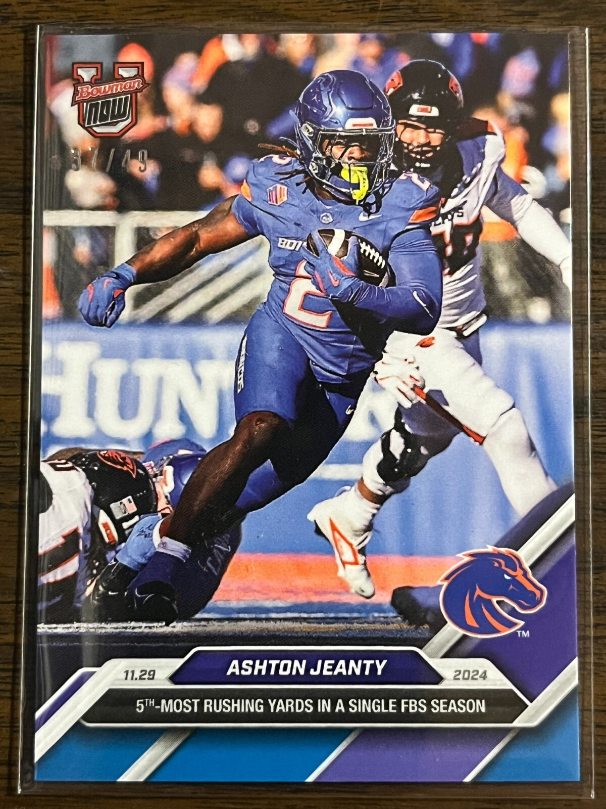 2024-25 Topps Bowman U Now NCAA #50 Ashton Jeanty Boise State Broncos BLUE 37/49