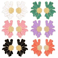Women Flower Stud Earrings Exaggerated Floral Enamel Daisy Flower Earrings
