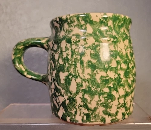 The Workshops of Gerald Henn Green Spongeware Farmhouse Mug Roseville Ohio MINT 