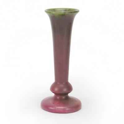 Fulper Pottery trumpet vase 9'' green rose flambe glaze shape 666 arts & crafts