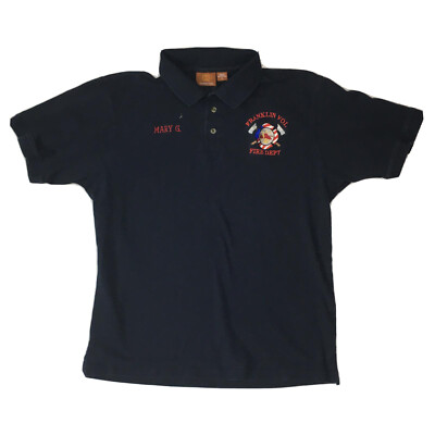 Franklin Volunteer Fire Department Blue Polo Shirt Mary G. Embroidered