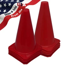 Qty 10 BRAND NEW ~ US SELLER ~ RED CONES 9" Tall Traffic Safety Training