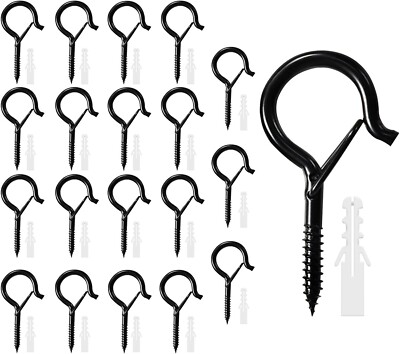 18-Pack Screw-in Hooks For Outdoor String Lights – Heavy-Duty Ceiling & Cup Hooks With Safety Buckles