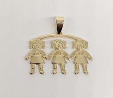 Colgante Chapado en Oro Tres Niñas Dije Mamá Hija Oro Laminado 3 Niñas Dije