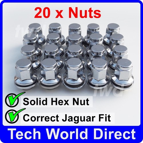 20x ALLOY WHEEL NUTS JAGUAR XF XFR XE (M12X1.5) CHROME LUG BOLT STUD