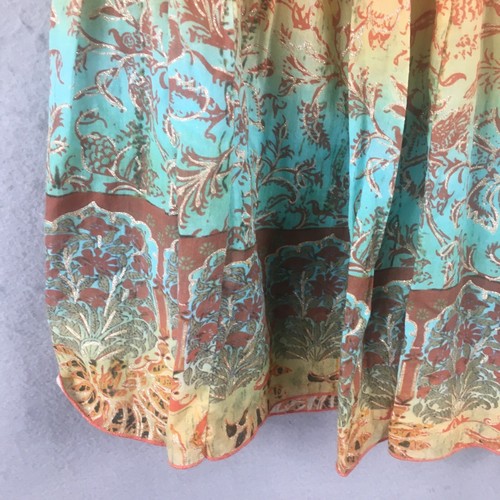 Vintage David Meister Skirt Womens 2 Blue Yellow Ombre Sparkle Gold Fairy Artsy - Picture 13 of 23