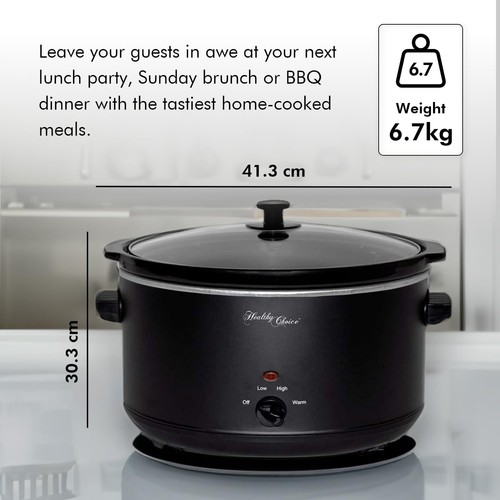 Healthy Choice Non Stick Slow Cooker 8L Large Ceramic Lid Multicooker Keep Warm - Picture 2 of 7