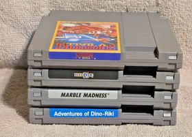 4 NES Nintendo Games! HYDLIDE DINO RIKI MARBLE MADNESS SUPER SPIKE V' BALL!