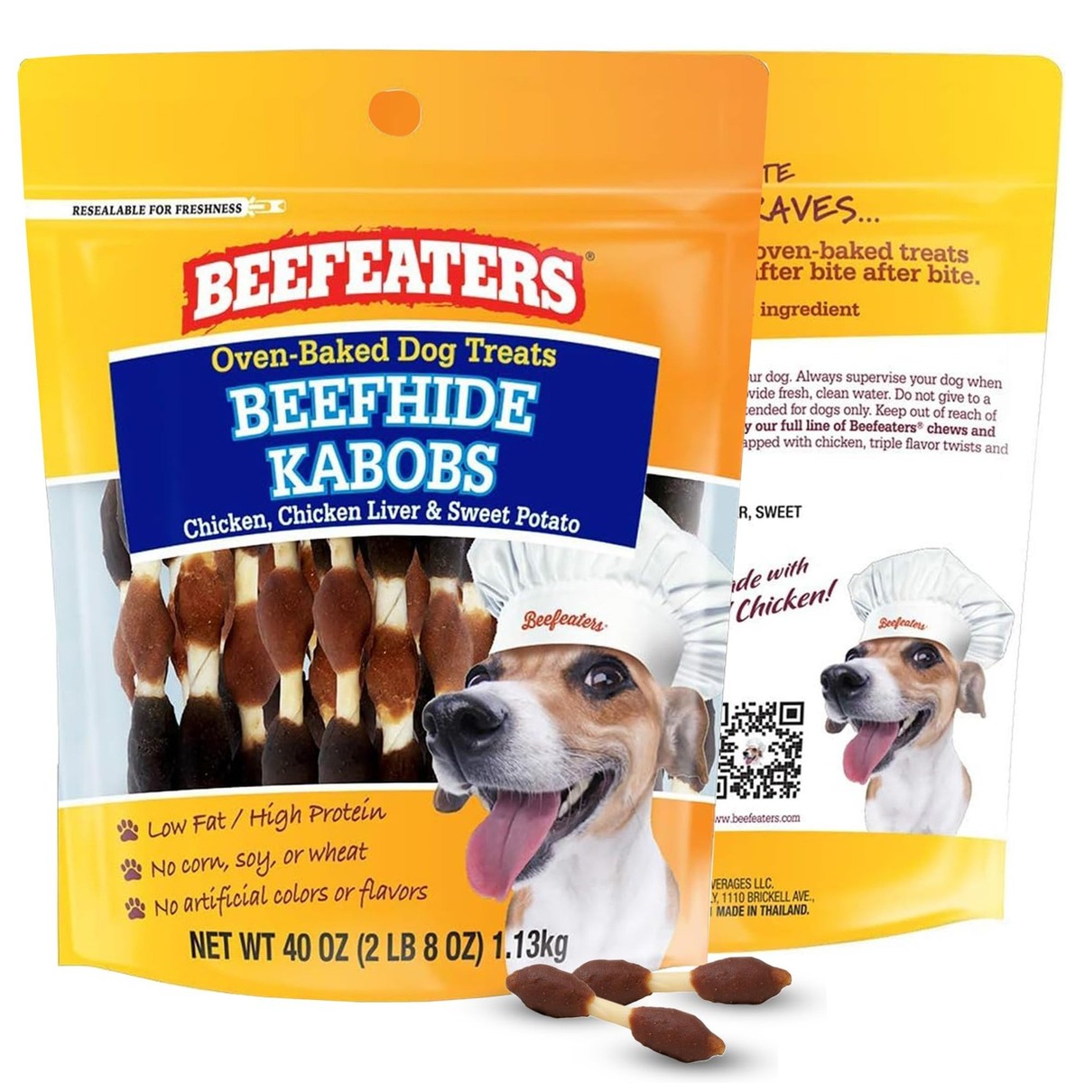 Triple Flavor Beefhide Kabobs 40oz, Dog Treats with Real Chicken