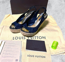 Authentic Louis Vuitton Monogram Denim Backstrap Mule Sandals US 5 UK 2 Size35