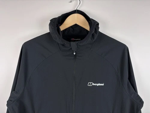 Mens Berghaus Hooded Jacket Windbreaker Outdoor Hiking Black Size L image 2
