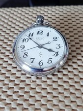 SEIKO Vintage Railroad Pocket Watch 7550-0010 Quartz Women's Used