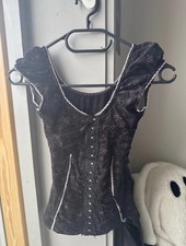 Vintage Bay Corset Milkmaid Top Size 6-8 Pink Floral Cottagecore