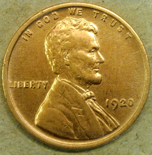 1920 American Cent Beautiful AU Brown Lincoln Wheat Penny Philadelphia Mint