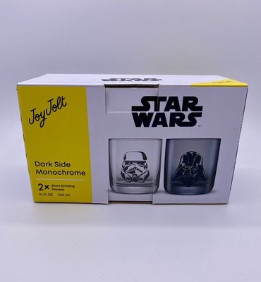 Joy Jolt Star Wars Dark Side Monochrome Set Of 2 10oz Short Drinking Glasses NEW