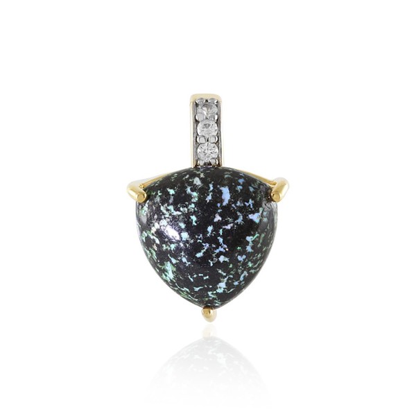 Cavill Opal AnhäNger 4,63Ct Leoparden Muster 925 Silber Vergoldet Zirkon-image