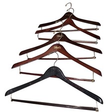 Mixed Lot of 5 vintage cherry wooden hangers suits blazers trousers Dillard s