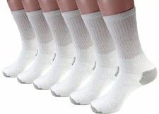 12 Pairs Men's White Solid Sports Crew Socks Cotton USA Long Size 9-11 , 10-13