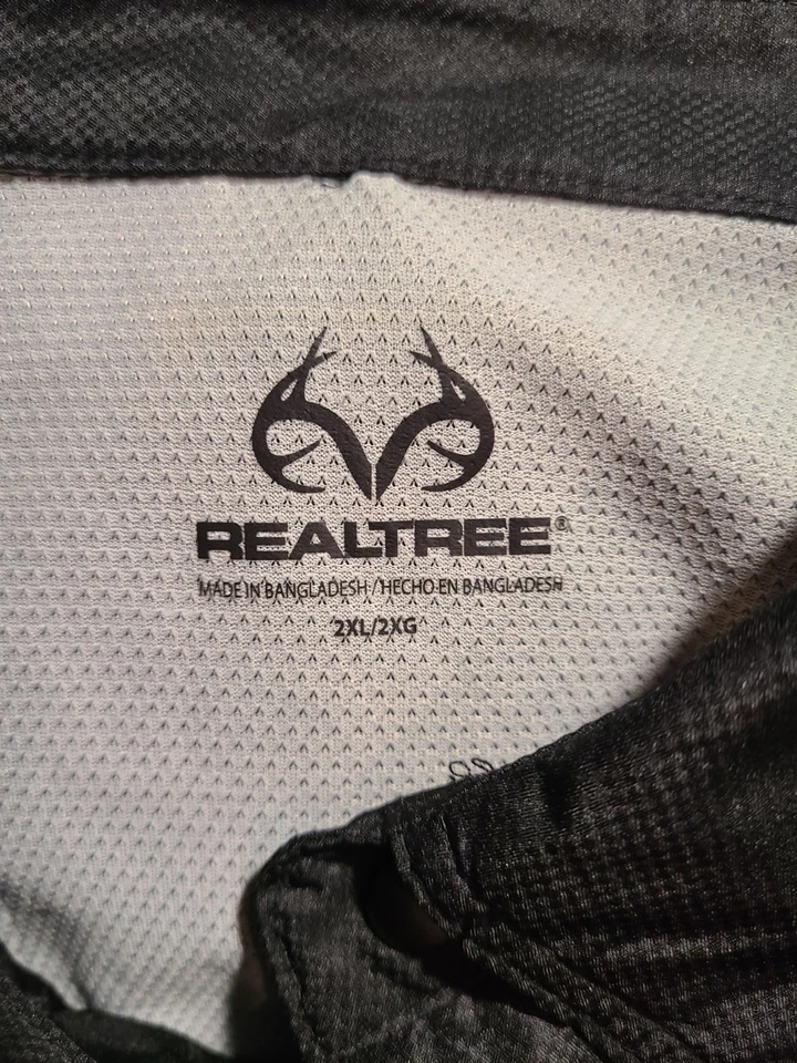 NWT Realtree Mens Hunting Guide Shirt Black Roll Tab Long Sleeve Vented Size 2XL - Image 2 of 4