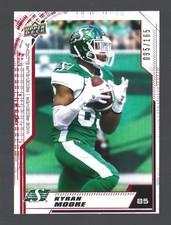 /165 Red 2020 Upper Deck CFL Kyran Moore #167 RC Austin Peay Governors Football 