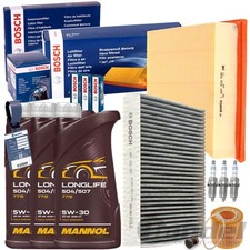 BOSCH FILTERSET+ZÜNDKERZEN+MANNOL 5W30 passend für VW POLO 9N 6R FOX FABIA 1+2