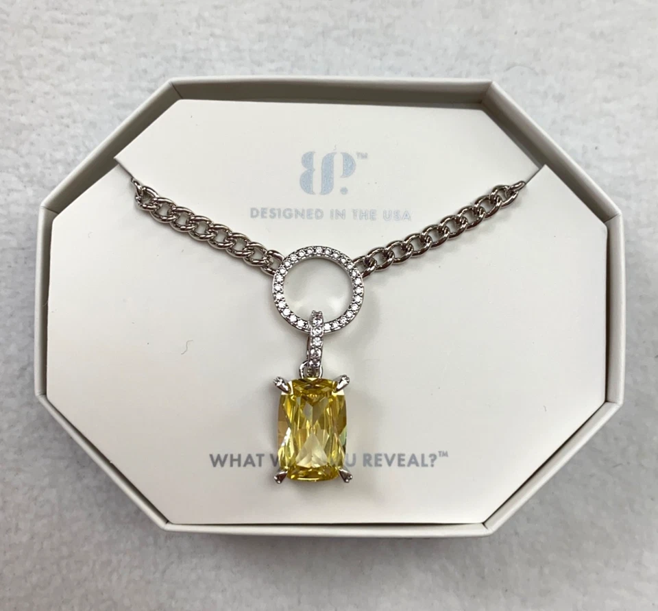 Bomb Party Necklace "Heart Of A Muse" Lemon CZ On Rhodium Plating NK23146 - Image 2 of 4