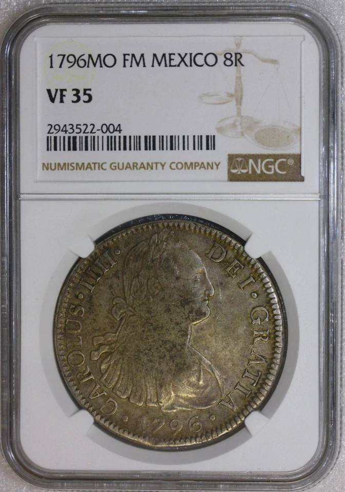 1796 MO  FM MEXICO SILVER 8 REALES COIN  NGC VF35 - Image 3 of 4