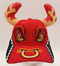Monster Jam El Toro Loco Red Youth Hat Cap Truck Bull Flame Horns Adjustable EUC