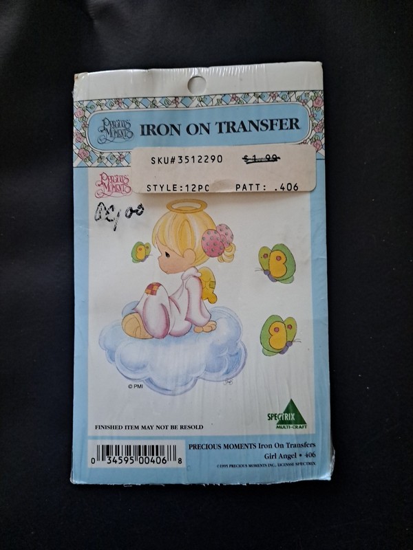 Precious Moments Vintage Sealed Iron On Transfer-Girl Angel 406