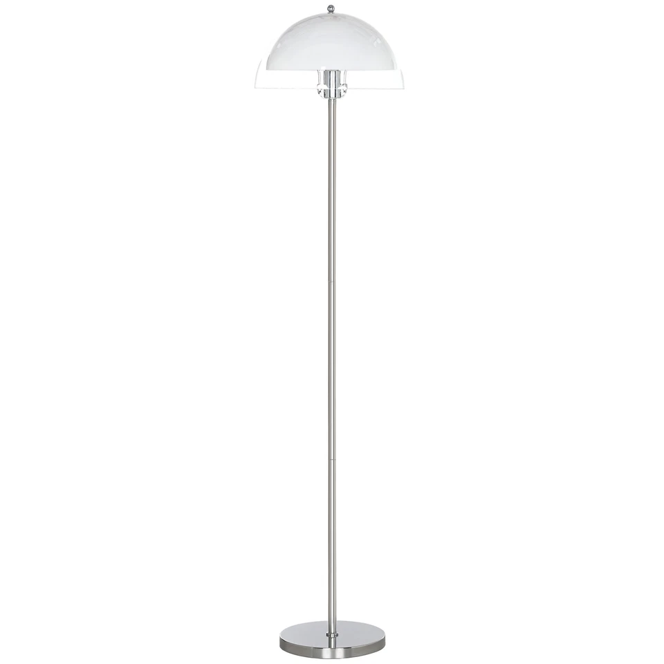 HOMCOM Lampada a Piantana con Paralume a 2 Strati Ø35x150 cm Bianca
