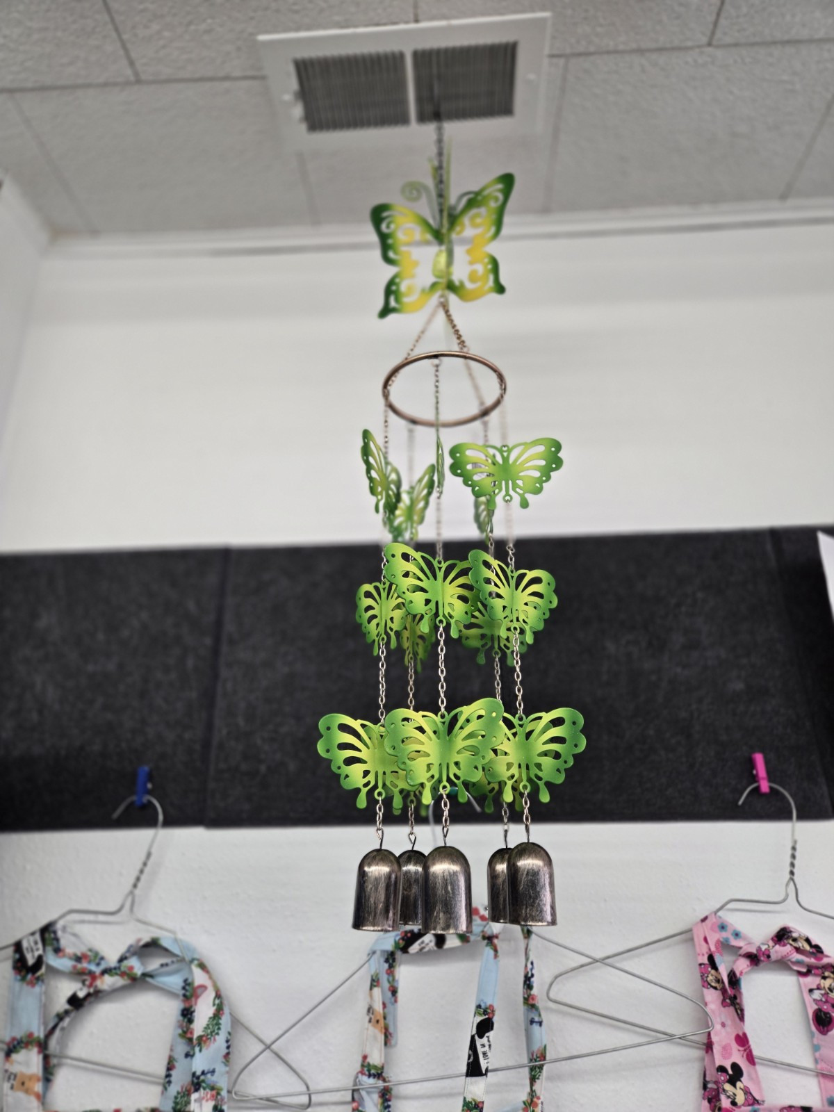 Green Butterfly With 5 Bells Wind Chime