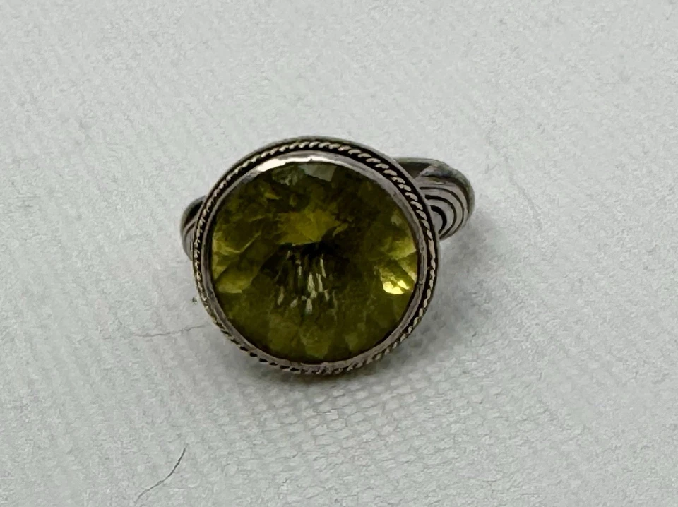 EFFY СЕРЕБРО 925 ПРОБЫ И ЗОЛОТО 18K С ЛАЙМ ЦИТРИН КОЛЬЦО. Размер 7 - Изображение 4 из 4