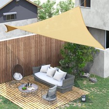 Triangle Shade Sail Outdoor Patio Backyard Sun Shade Canopy Tan UV Shelter Mesh