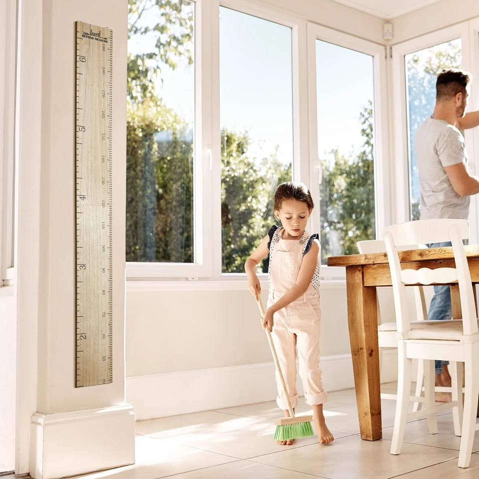 Regla de madera Eersida tabla de crecimiento para niños decoración de pared de guardería niños niñas altura... Foto 2 de 4