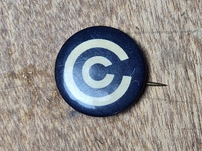 Antique David C. Cook Target Pinback Button Bastian Bros. Sunday School 3/4''
