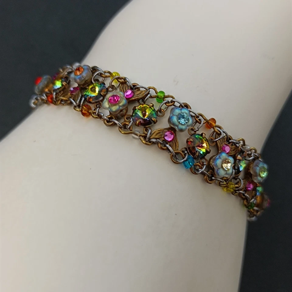Браслет Michal Negrin с цветочными бусинами арбуз Rivoli радужный романтический винтажный - Изображение 2 из 4