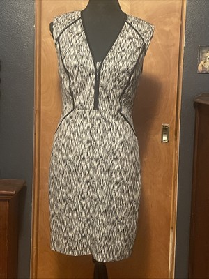 Rebecca Taylor NY Fitted Sleeveless Dress Size 8 Black & Ivory Unique- MSRP$325