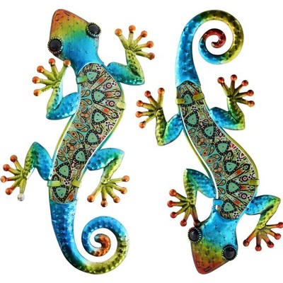 Metall-Gecko Wanddekoration Garten Wandbild Metall Eidechse Skulptur Outdoor
