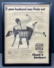 Vintage 1952 Chase & Sanborn Husband Spanking Wife Coffee Ad - Framed Original