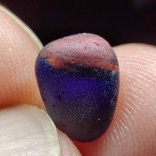 DEEP Cobalt Blue with RED SWIRL-RARE lil' Multi - Real Davenport Beach Sea Glass