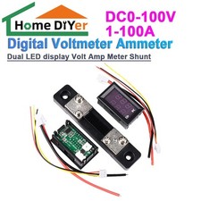 DC0-100V 1-100A Digital Voltmeter Ammeter Dual LED display Volt Amp Meter Shunt