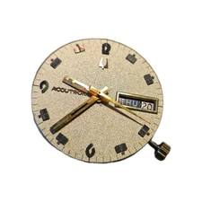 BULOVA ACCUTRON 2181 Watch Movement Dial Hands Sign Crown.  (UNTESTED) Lot 200
