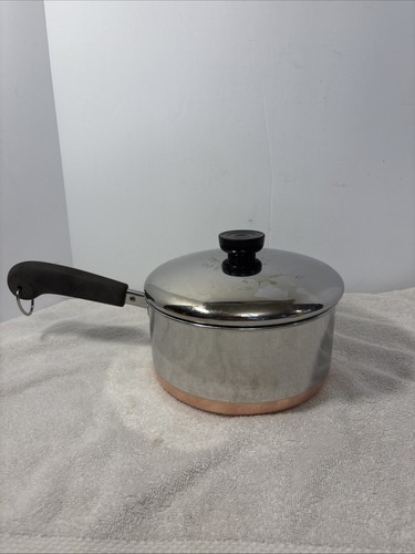 Vintage REVERE WARE 2 Quart/1,9 l Kupferboden Soßenpfanne Topf (00-j) Indonesien
